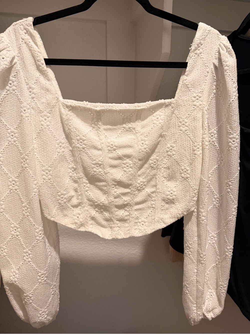 Altar'd State White Textured Square-Neck Crop Top